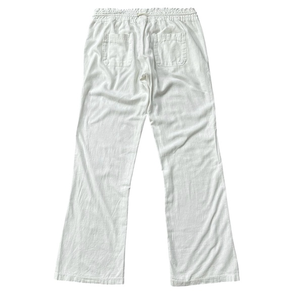 ROXY Oceanside Linen Blend Mid-Rise Flared 32” Inseam Pant White Size Large - Picture 3 of 14